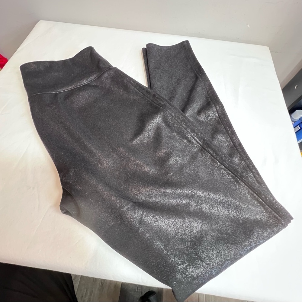 Spanx black faux leather leggings size large